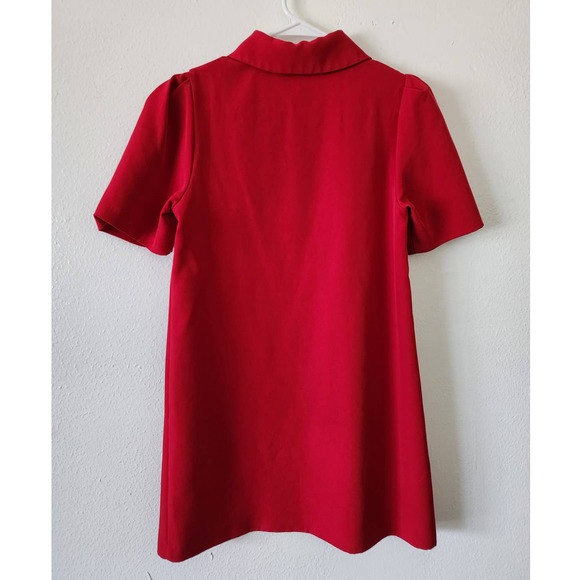 Zara Mini Dress with Pearly Buttons in Red - Picture 4 of 10